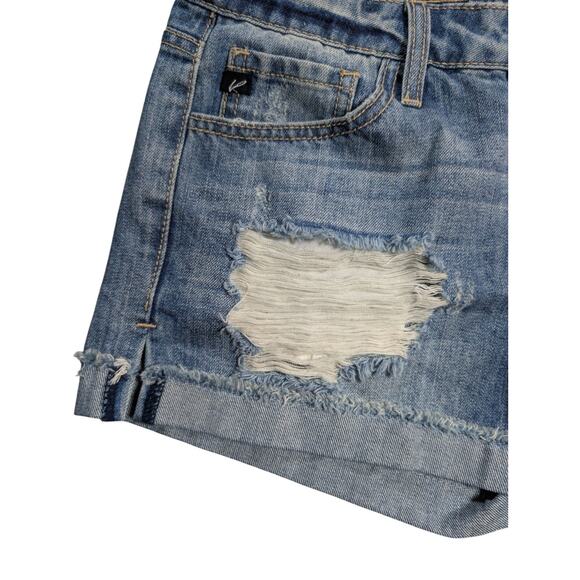 Kancan Denim Shorts Size S (29) Cuffed Distressed Mid Rise Y2K Grunge Beach - Picture 6 of 8